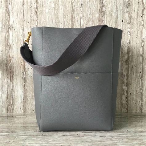 Celine Sangle Bucket Bag In Soft Grained Calfskin Storm 2018 Bags