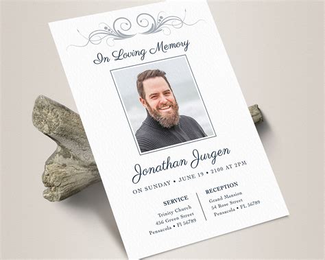 Funeral Announcement Card Template Funeral Invitation Etsy