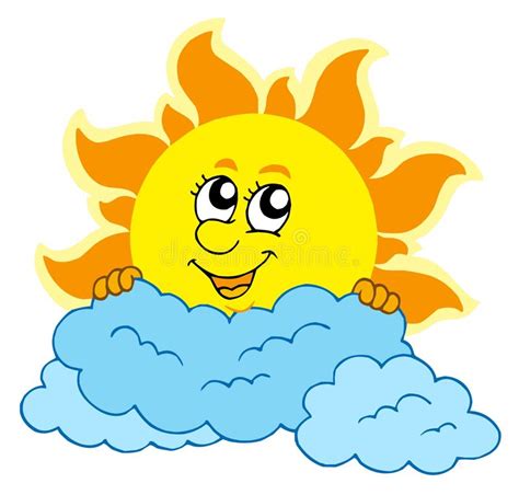 Cute Cartoon Sun With Clouds Stock Vector Illustration Of Colors