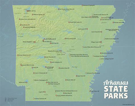 Arkansas State Parks Map 11x14 Print Best Maps Ever
