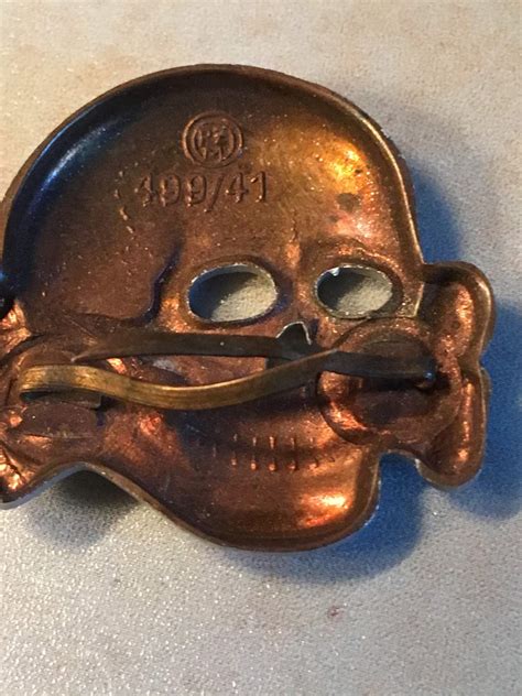 Waffen Ss Totenkopf Skull Cap Pin Insignia Marked