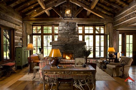 Riverside Rustic Rocky Mountain Homes Rustic Living Room Other