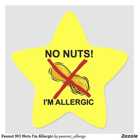 Peanut No Nuts Im Allergic Star Sticker Star Stickers Custom Stickers