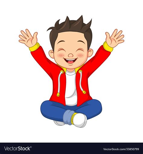 Cartoon Happy Little Boy Sitting Royalty Free Vector Image