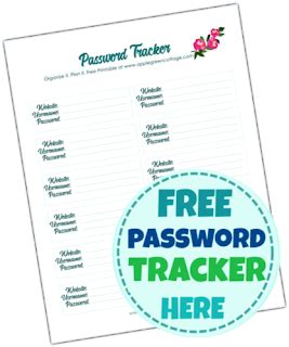 Printable Password Tracker - Free Printable | Password tracker, Tracker free, Printable planner ...