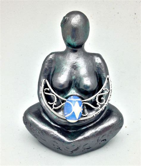 This Adorable Goddess Statue With Moon Crescent And Opalite Moonstone