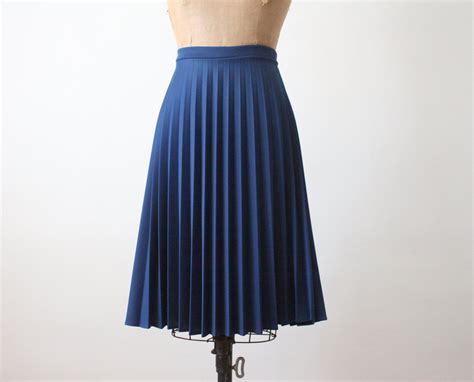 1970s Navy Blue Accordion Pleated Skirt