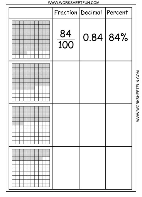 10 Best Images Of Printable Worksheet Of Squares Fraction Decimal