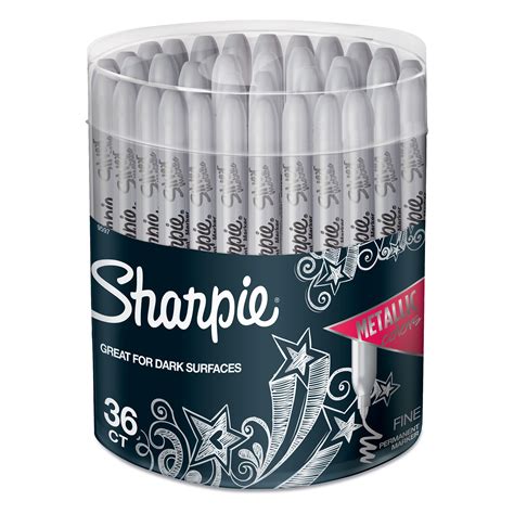 Sharpie Metallic Permanent Markers Fine Point Silver 36 Pack 9597 61659
