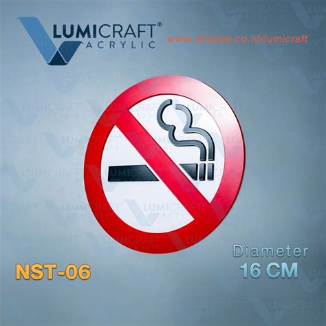 Jual No Smoking Acrylic Sign Lambang Dilarang Merokok Akrilik Timbul D Lumicraft Nst