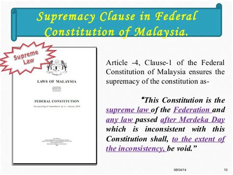 Like the article 3 which states that malaysia is an islamic. Constitutional Suprimacy (Perspective Federal Constitution ...