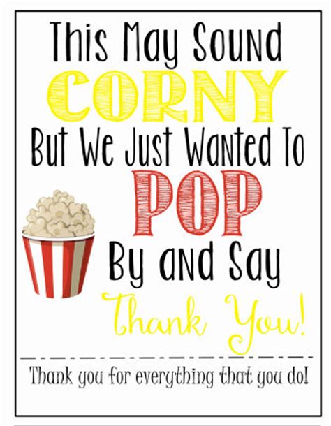 Popcorn Thank You Tag Printable Etsy