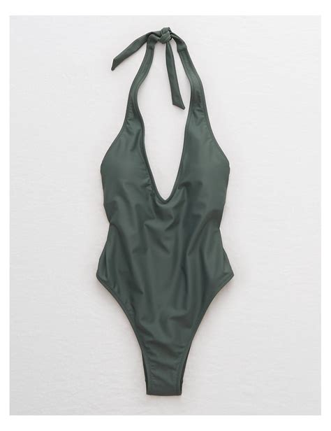 Aerie Super Plunge One Piece Swimsuit Green Aerie For American