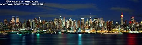 New York Skyline From Weehawken Night Panorama I Andrewprokos