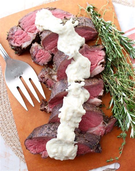 Roasted beef tenderloin is a showstopper! Herb Crusted Beef Tenderloin with Horseradish Gorgonzola ...