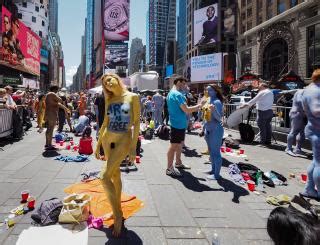 Times Square New York Photos Nude Body Painters Take Over Times