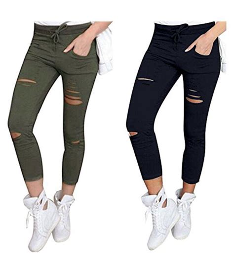 Buy Women Skinny Ripped Pants High Waist Stretch Slim Pencil Modern Casual Trousers Online At