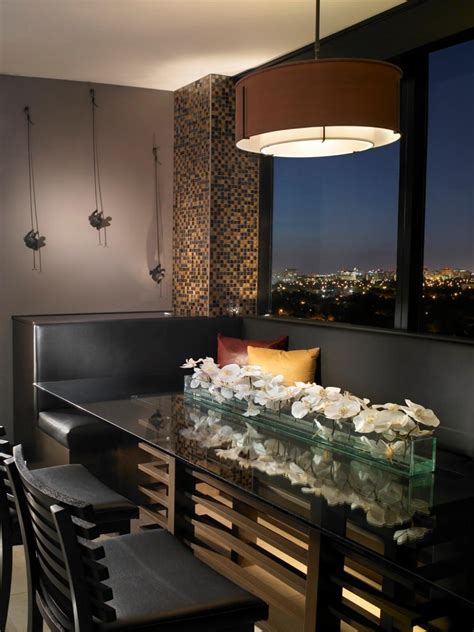 Dining room settee now that the dining room molding is done and the table is in i'm working on the seating. Custom Banquette in Modern Dining Room With a View | HGTV