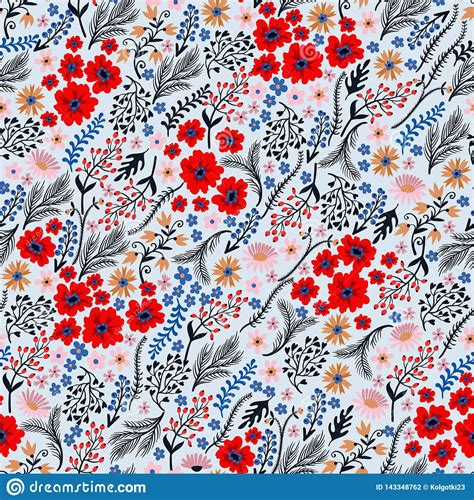 Seamless Floral Pattern With Cute Small Ditsy Flowers Vector