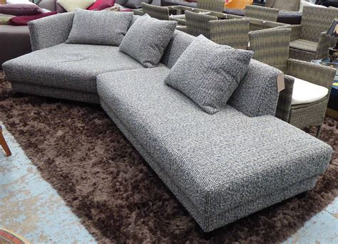 Corner Sofa In A Grey Bouclé Weave Fabric In Two Parts 350cm X 175cm