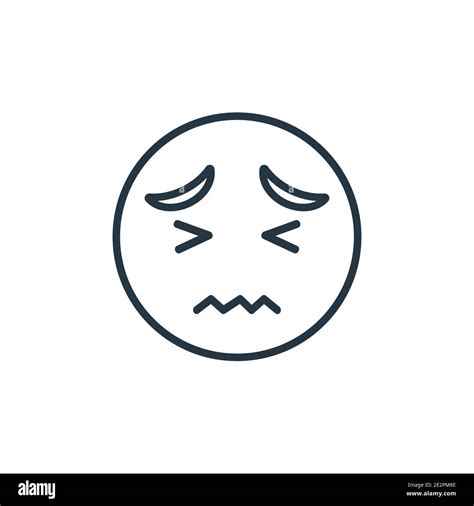 Icono de vector de contorno de emoji de tensión Línea delgada negro