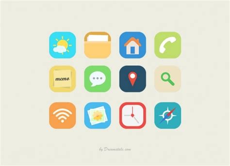Flat Vector Icons Collection Free Vector