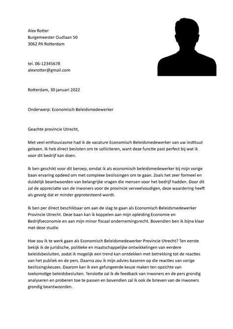Sollicitatiebrief Economisch Beleidsmedewerker Provincie Utrecht Alex