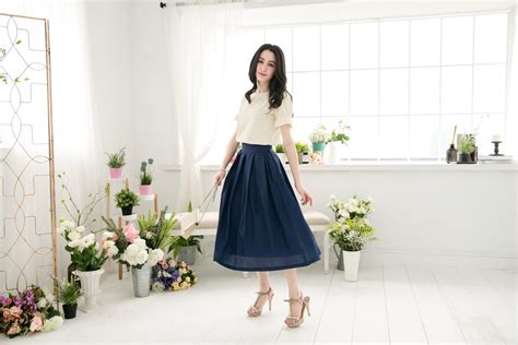 Yoco Womens Classic Pleated Midi Skirt Japanesekorean Fashion