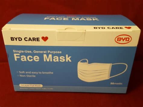 Byd Single Use Disposable Face Mask One Size 50 Pack For Sale Online