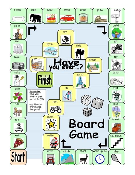Board Game Haveyouever Present Perfect Tense