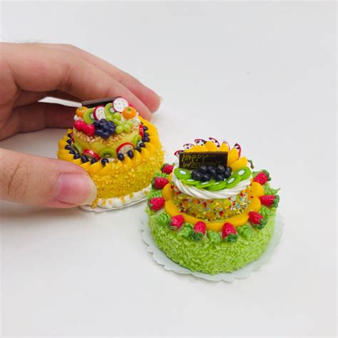 2 Pieces Miniature 2 Layer Fruit Cake For Dollhouse Collection Etsy