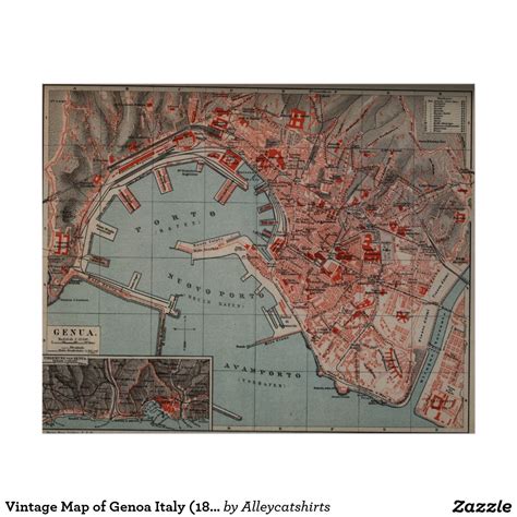 Antique map of genoa (liguria (italy) architectural. Vintage Map of Genoa Italy (1894) Poster (With images ...
