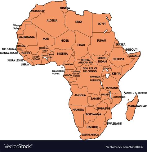 Map Of Africa With All Countries Royalty Free Vector Image