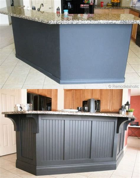 This kitchen island makeover took only a day! Before After Black Board And Batten Kitchen Island Update ...