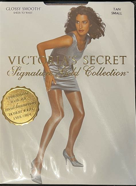Rare Victoria Secret Signature Gold Glossy Smooth Stw Pantyhose Tan Small Ebay