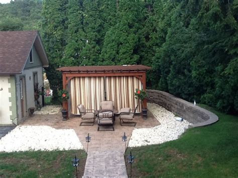 After the concrete is poured, it's stamped with a design, which can resemble stones, tiles. Hot Tub/Pergola Project First we dug up old patio, added ...