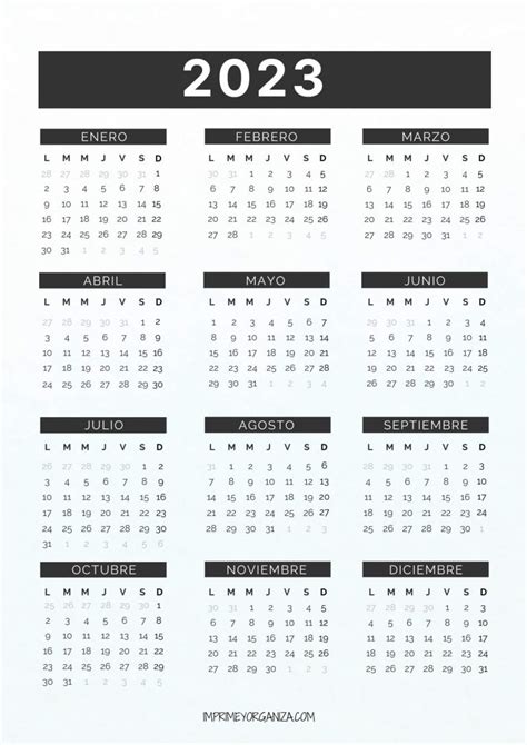 Calendarios Anuales 2023 Imprime Y Organiza