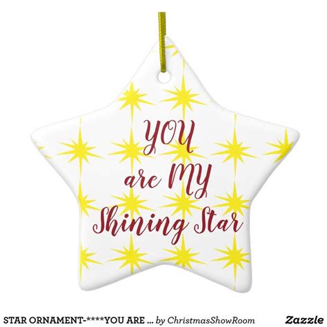 You Are My Shining Star Ornament With Yellow And Black Stars On White