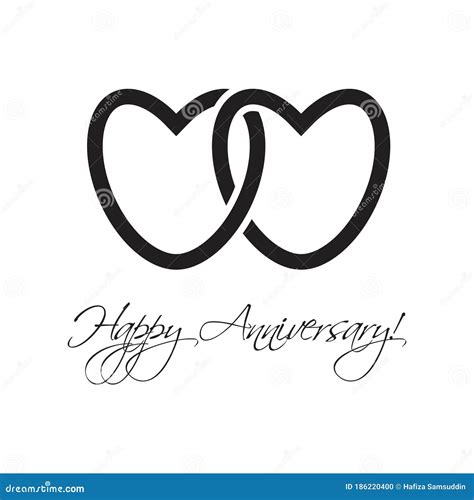 Happy Anniversary Card With Hearts Vector Illustration Decorative