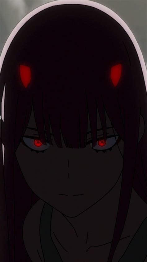 Download Wallpaper 480x854 Dark Red Eyes Zero Two Anime Girl Nokia