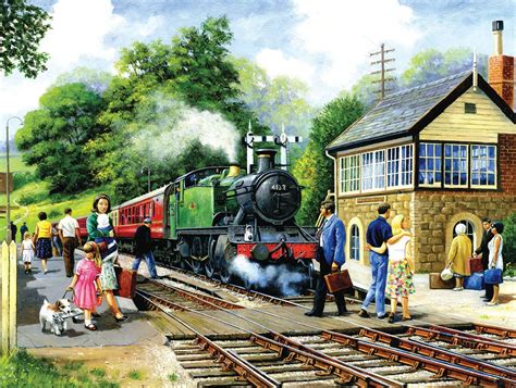 Buy railway jigsaw puzzles and get the best deals at the lowest prices on ebay! Country Stop | Train, Train art, Train posters