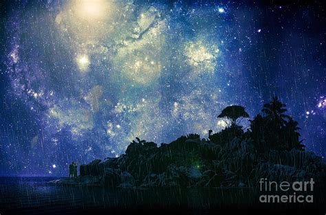 Starry Night Fantasy Island Night Digital Art By Trindira A