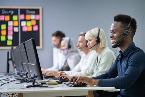 Male Customer Services Agent In Call Center Stock Photo Image Of