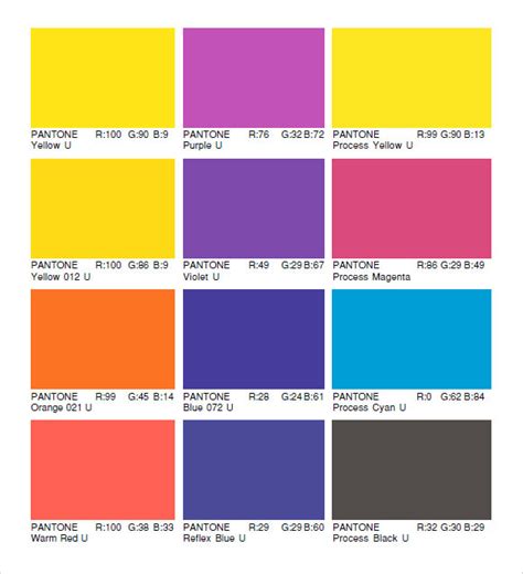 9 Pantone Color Chart Templates Free Sample Example Format Riset