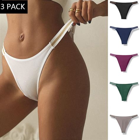 cheap 3 pack women s sexy seamless ice silk thong soft and breathable comfortable panties