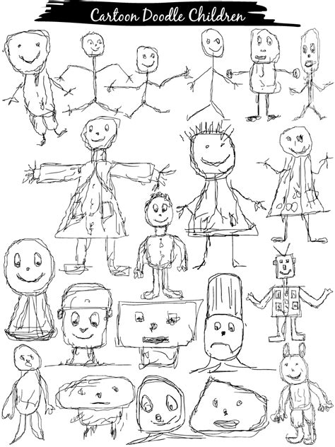 Children Drawing Doodle Cartoons Vector And Photoshop Brush Pack 01