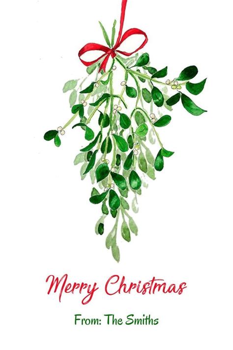 Mistletoe Card Mistletoe Christmas Cards Simple Christmas Etsy In