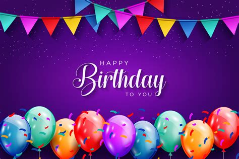 Happy Birthday Celebration Background With Realistic Colorful Balloons