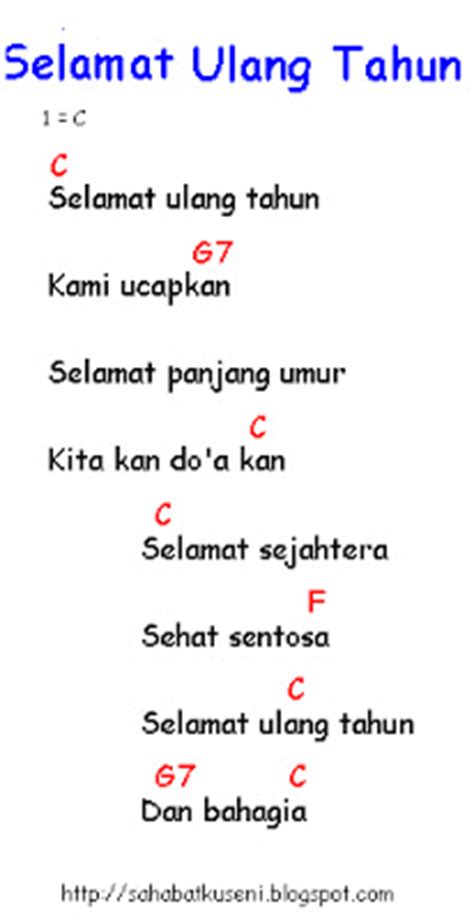 Debukan seikat bunga atau puisi juga kalung hati. Lirik Chord Lagu Anak-anak Selamat Ulang Tahun ...