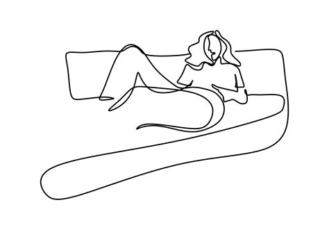 Continuous One Art Line Drawing Sketch Of Sleeping Woman Hand Drawn